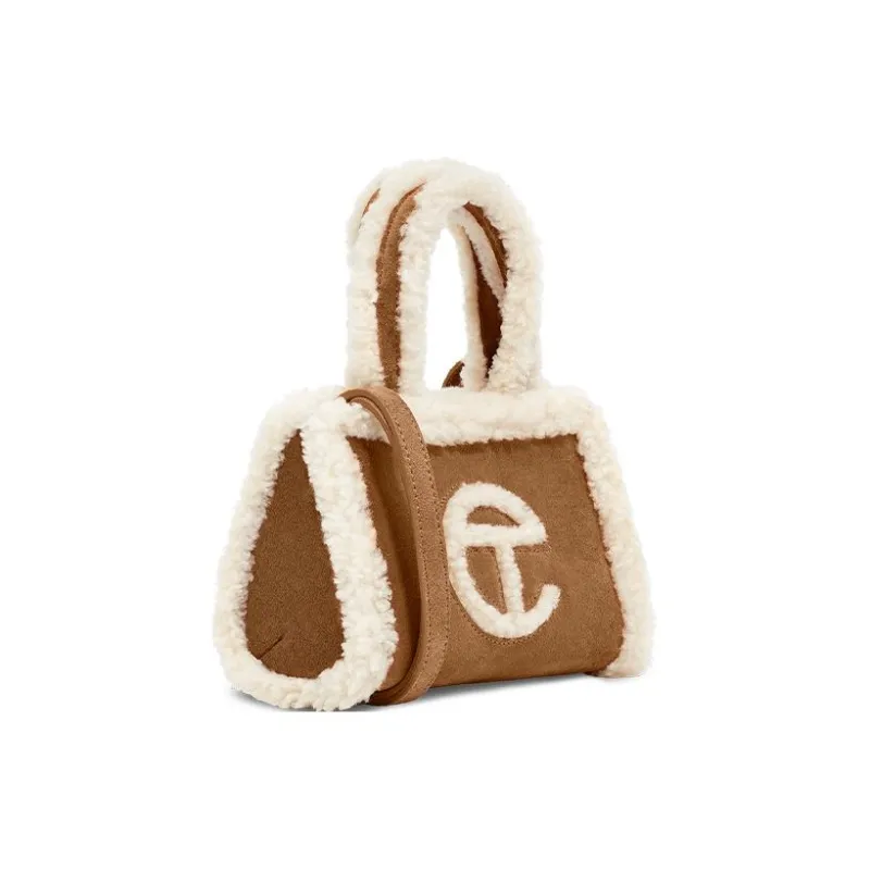 UGG Shearling Tote Bag, Shopping Bag, One Shoulder Handbag, Crossbody Bag Trumpets Women's Chestnut-1