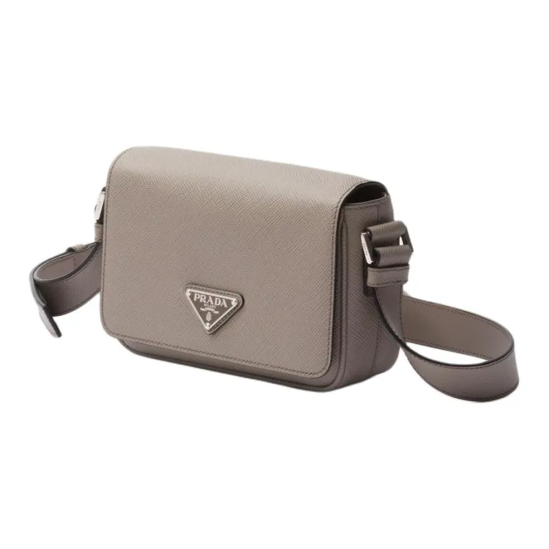 PRADA Saffiano Leather Crossbody Bag Shoulder Bag Men's Mud Gray-1