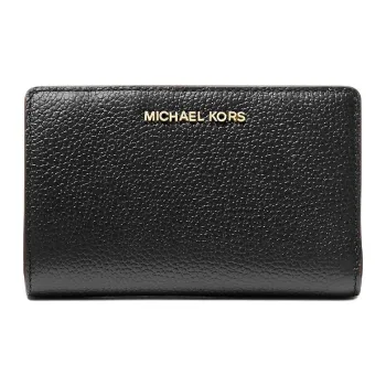 MICHAEL KORS Litchi Grain Leather Wallet Medium Size Women's Black