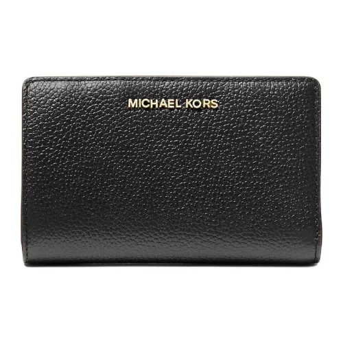 MICHAEL KORS Litchi Grain Leather Wallet Medium Size Women's Black