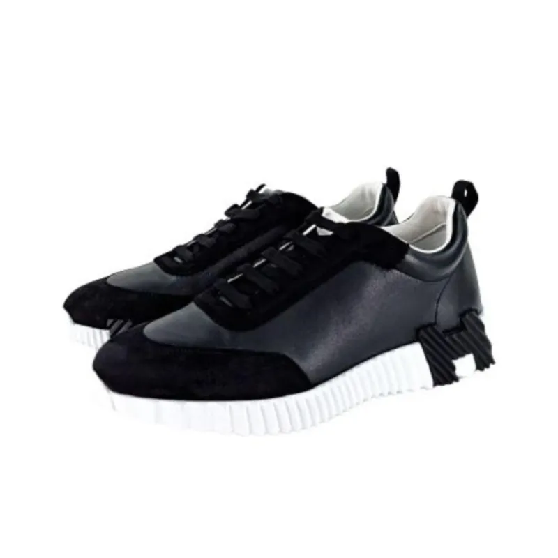 HERMES Bouncing Abrasion Resistant Low Top Casual Shoes Men's Black-4