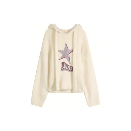 ELF SACK Sweaters Women's Fluffy Dancing Stars White