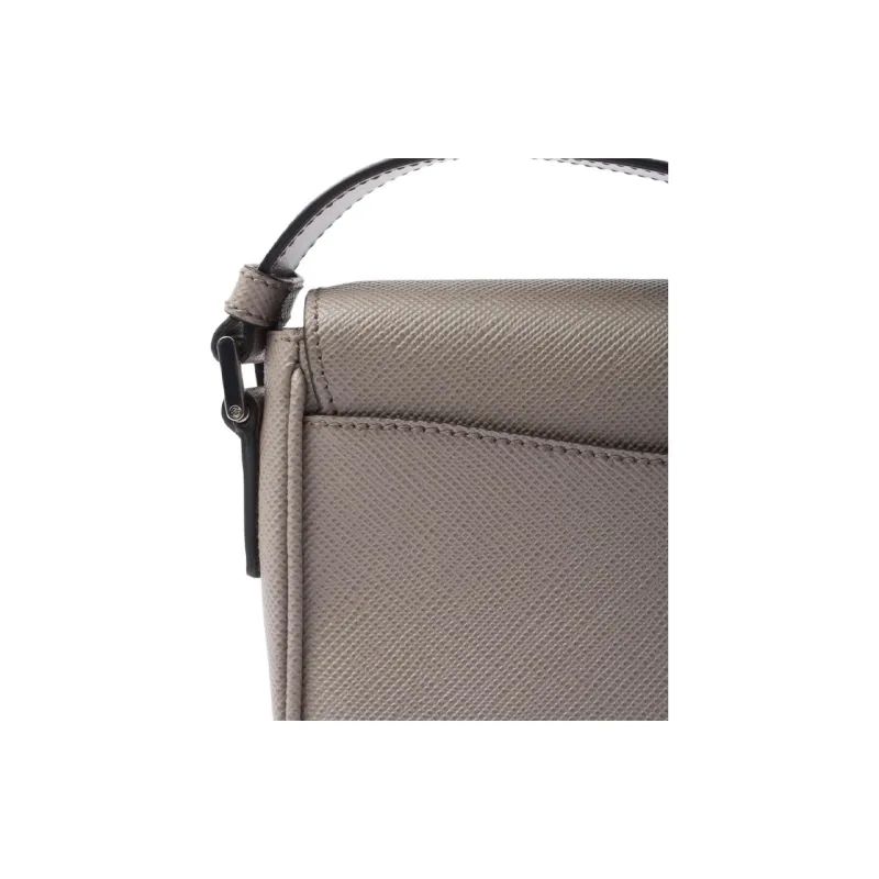 PRADA Saffiano Leather Crossbody Bag Shoulder Bag Men's Mud Gray-3