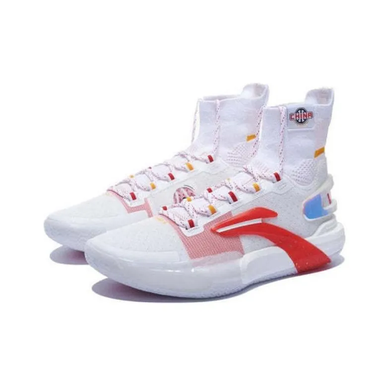 LiNing Speed 9 Ultra Cushioning Anti Slip And Wear Resistant High Top Basketball Shoes Men's White-3