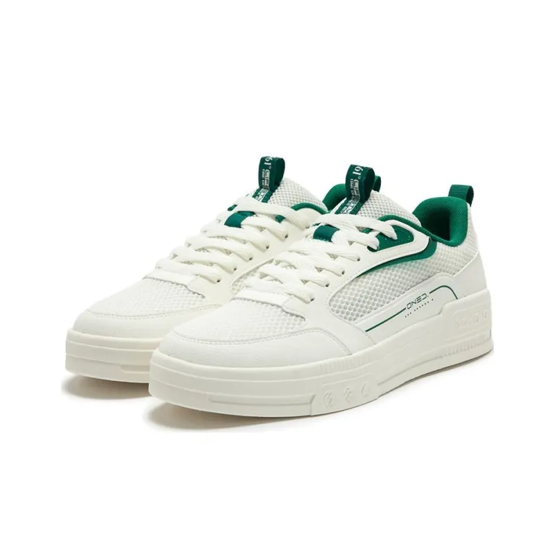 361° Slip Resistant Cushioning Low Top Skateboard Shoes Men's White Green-1