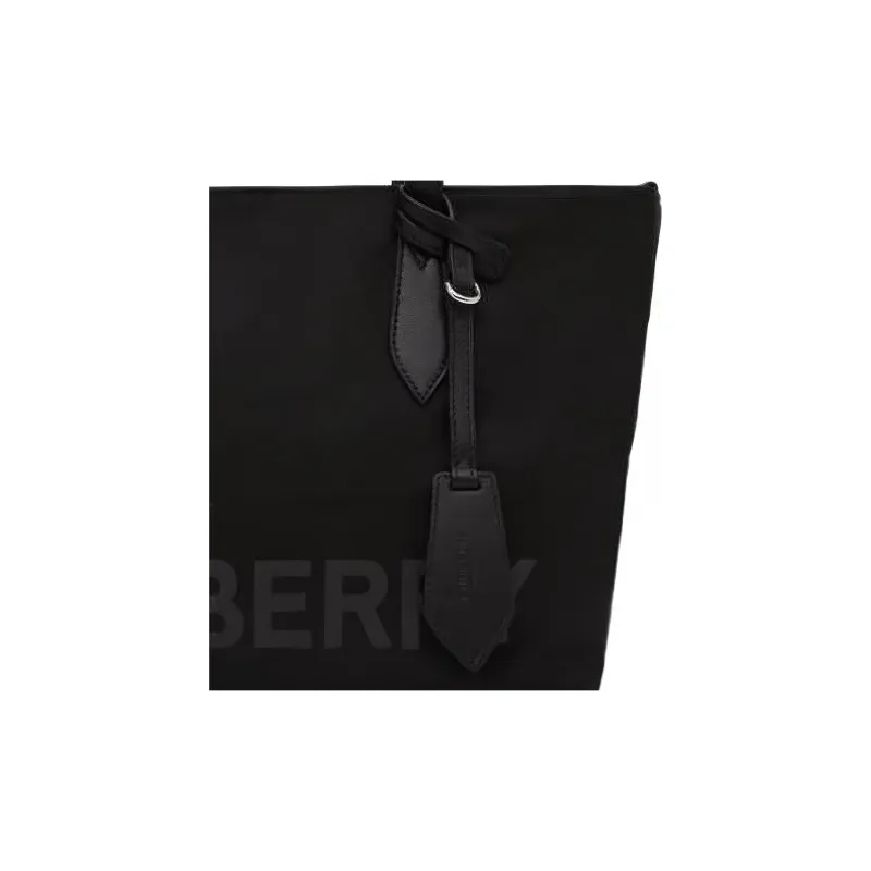 Burberry Calfskin Trim Tote Bag, Shopping Bag, Shoulder Bag, Handbag Small Size Women's Pure Black-5