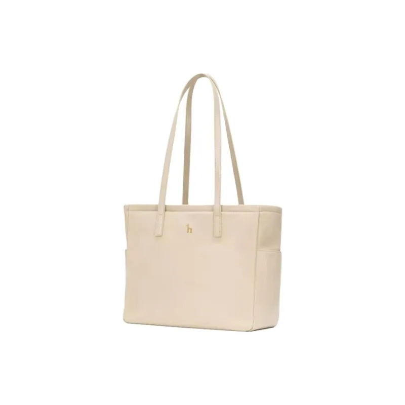 HAZZYS Nylon Fabric Tote Bag Shopping Bag Handbag Shoulder Bag Large Size Women's Beige-1