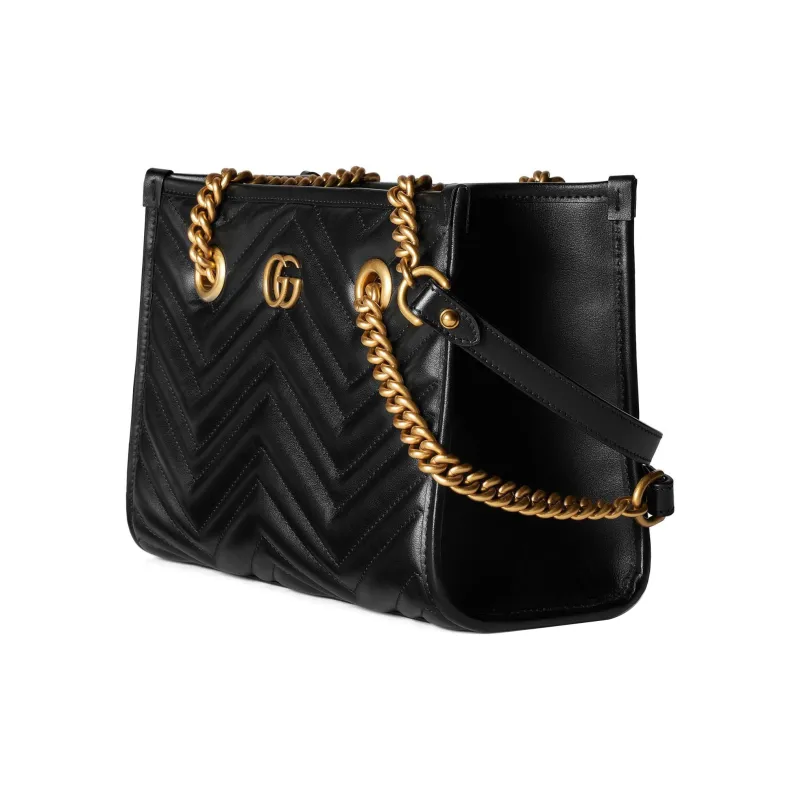 GUCCI GG Marmont Leather Tote Bag Shopping Bag Portable Crossbody Bag Shoulder Bag Women's Black-1