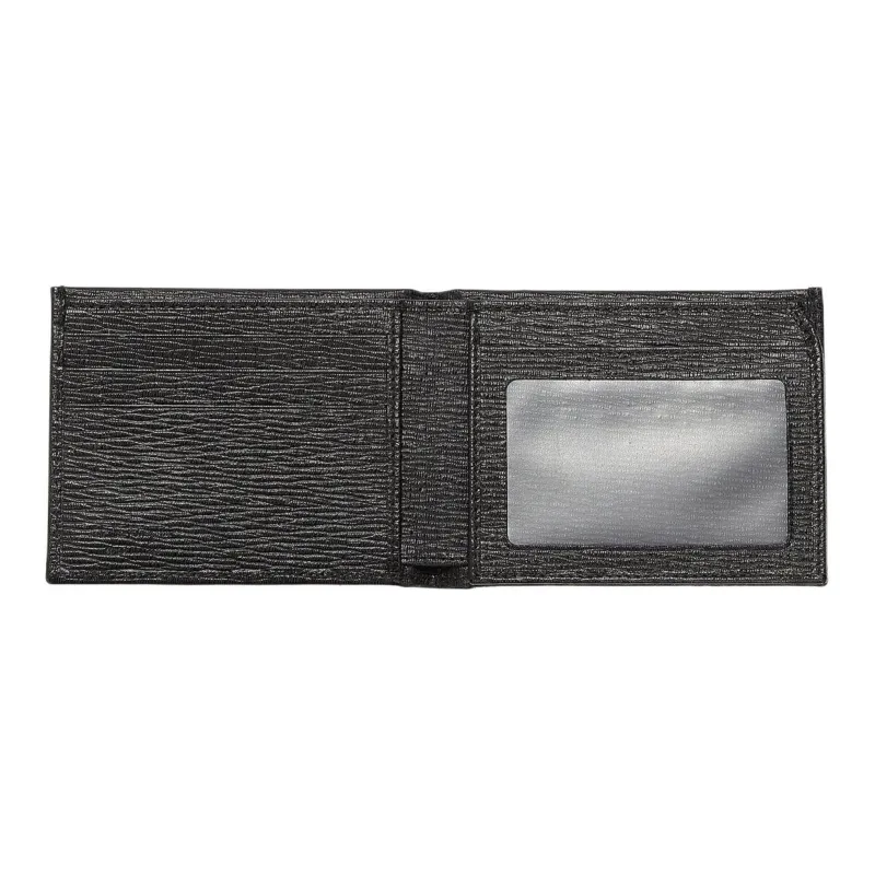 FERRAGAMO GANCINI Hammered Calfskin Wallet Men's Black-3