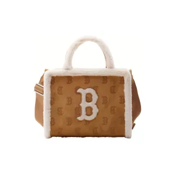 MLB Faux Sherpa Tote Bag Shopping Bag Handbags Regular Unisex Camel