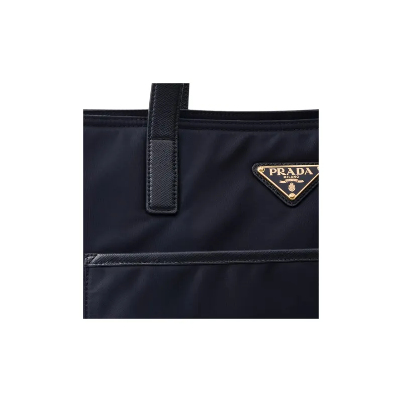 PRADA Re-Edition Recycled Nylon Saffiano Leather Tote Bag Shopping Bag Handbag Large Size Women's Blue-3