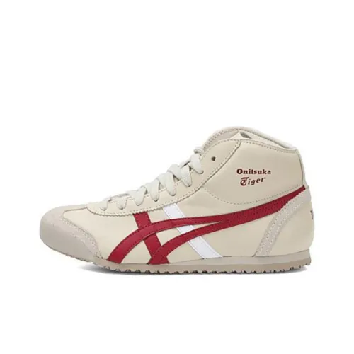 Onitsuka Tiger Mexico Mid Runner Casual Shoes Unisex Mid-Top Beige Gray/Wine Red