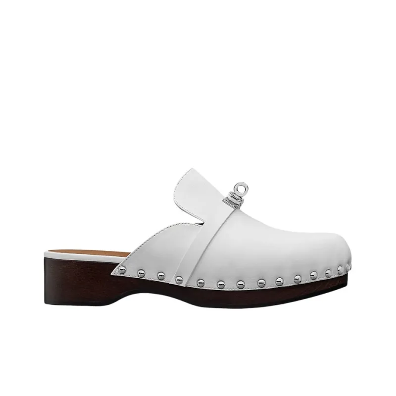HERMES Wrap-toe Slippers Women's White-1