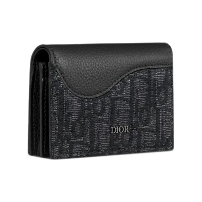 DIOR Grained Calfskin Business Card Holder Men's Black-1