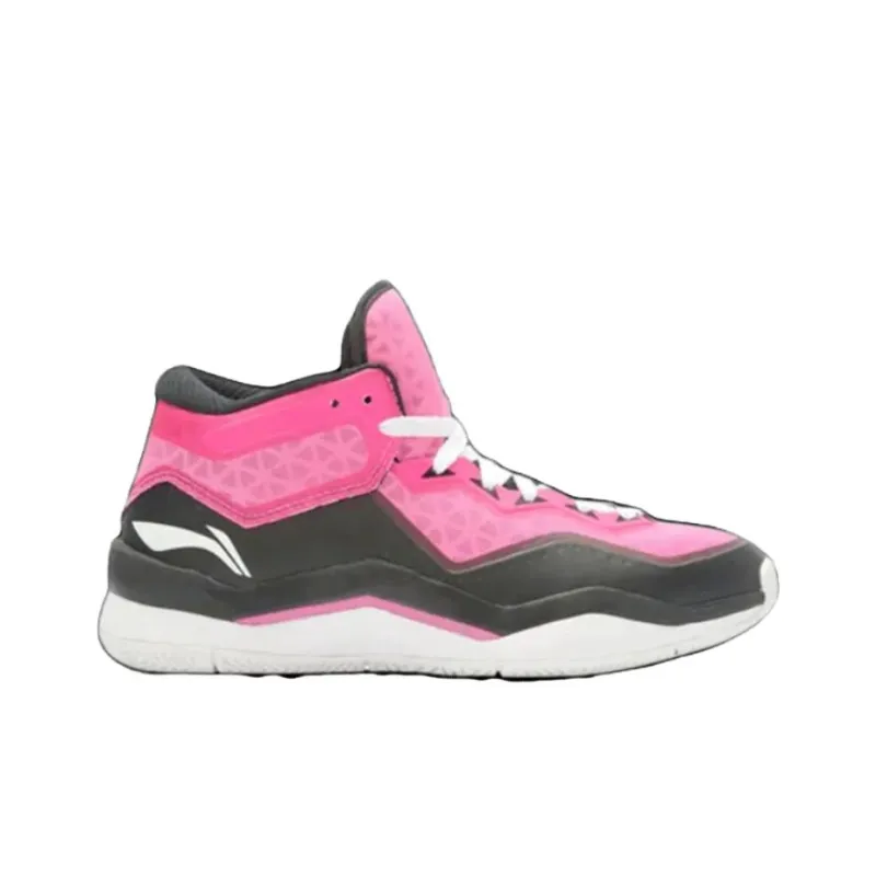 LiNing Way Of Wade 3 Miami Rose Slip Resistant Cushioning Mid Top Basketball Shoes Unisex Red Black Lightweight Edition-1