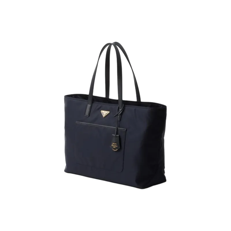 PRADA Re-Edition Recycled Nylon Saffiano Leather Tote Bag Shopping Bag Handbag Large Size Women's Blue-1
