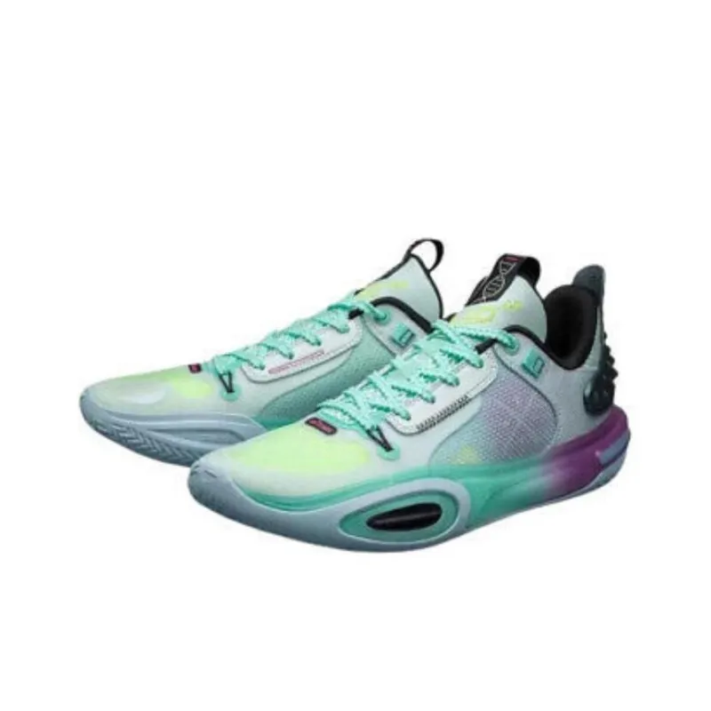 LiNing All City 11 Psychedelic Cushioning Anti Slip And Wear Resistant Low Top Basketball Shoes Men's Blue-3