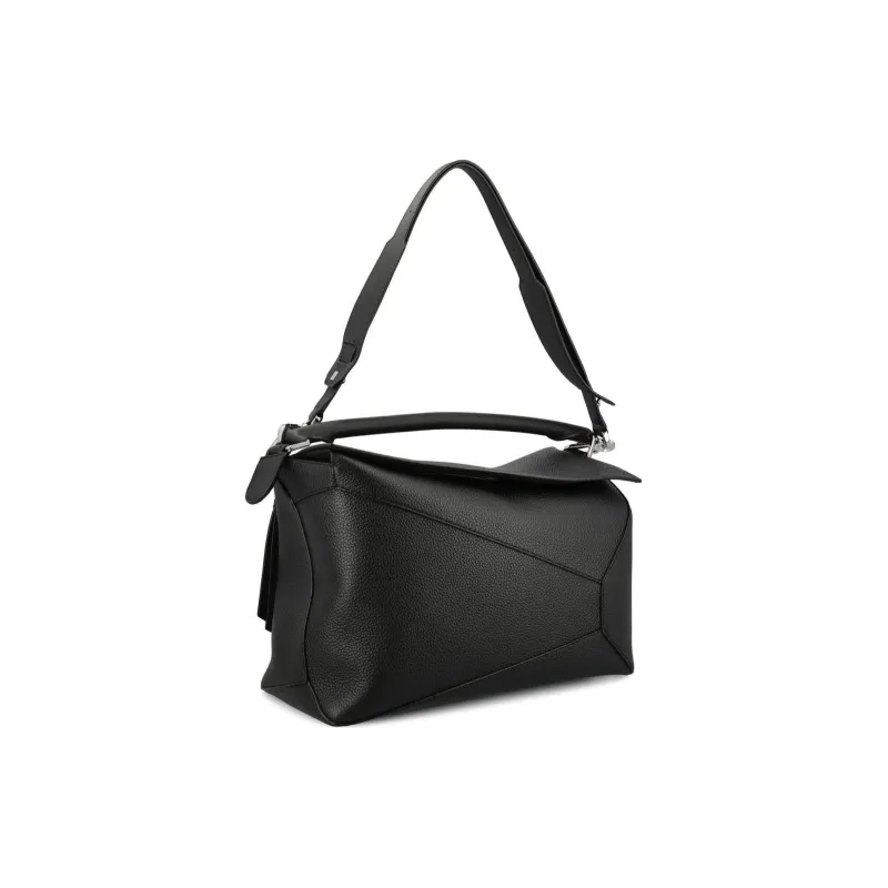 LOEWE Puzzle Classic Calfskin Shoulder Bag Crossbody Bag Handbag Large Size Women's Black-2