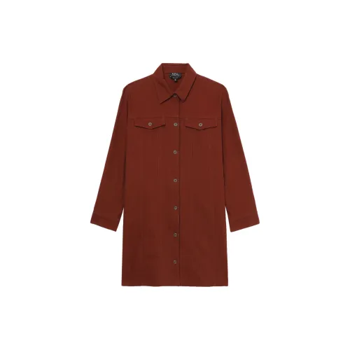 A.P.C Long-Sleeved Dresses Women's Brick Red