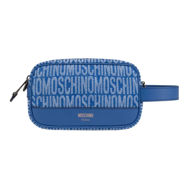 MOSCHINO Denim Makeup Bags Toiletry Bags Women's Blue-0