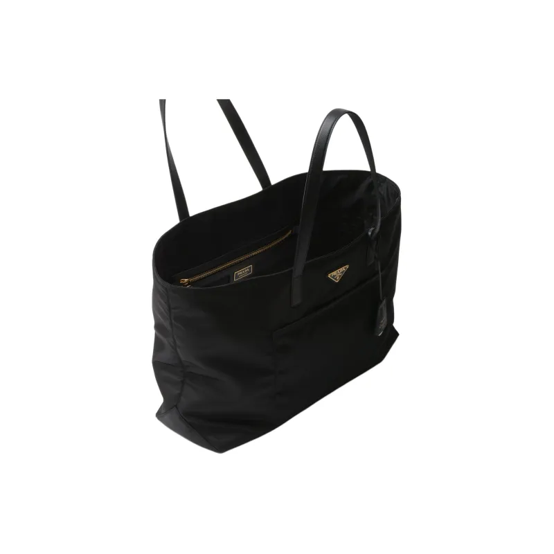 PRADA Re Edition Recycled Nylon With Saffiano Leather Tote Bag, Shopping Bag, Handbag Tubas Women's Black-3