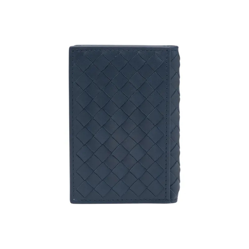 Bottega Veneta Intrecciato Leather Wallets Card Holders Men's Marine Blue-2
