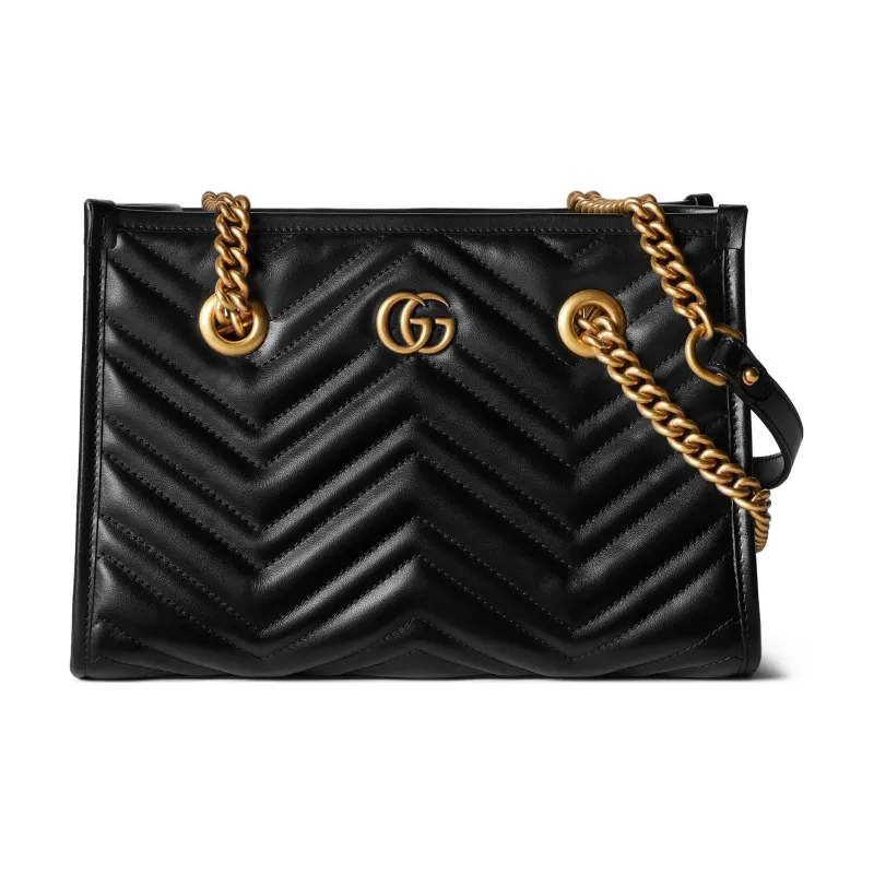 GUCCI GG Marmont Leather Tote Bag Shopping Bag Portable Crossbody Bag Shoulder Bag Women's Black-0