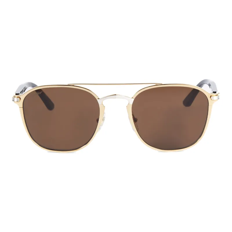 CARTIER Acrylic Resin Aviator Sunglasses Men's Gold-1