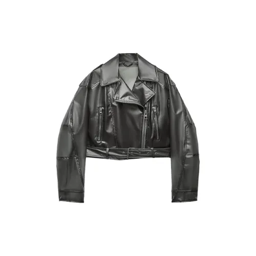 ZARA Leather Jackets Women's Black