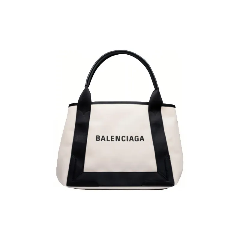 Balenciaga Navy Cow Leather Handbag Trumpets Women's Black White-0