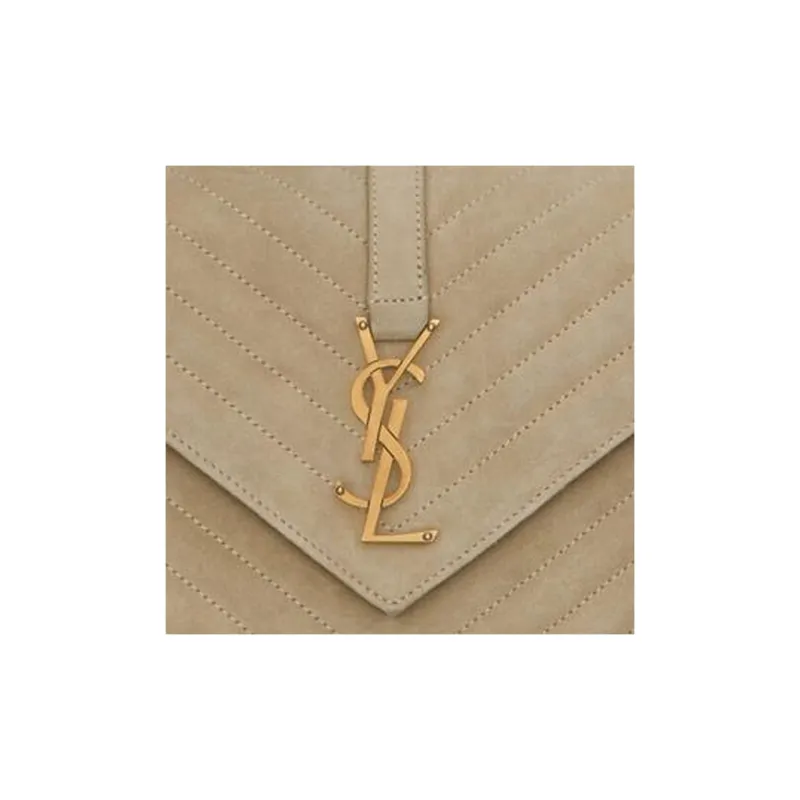 SAINT LAURENT Calfskin Crossbody Bag Shoulder Bag Women's Matte Gold-6
