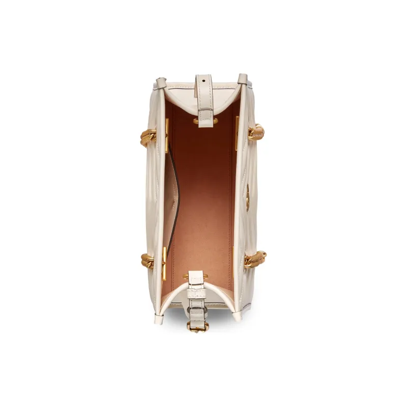 GUCCI GG Marmont Leather Tote Bag Shopping Bag Portable Crossbody Bag Shoulder Bag Small Size Women's White-5