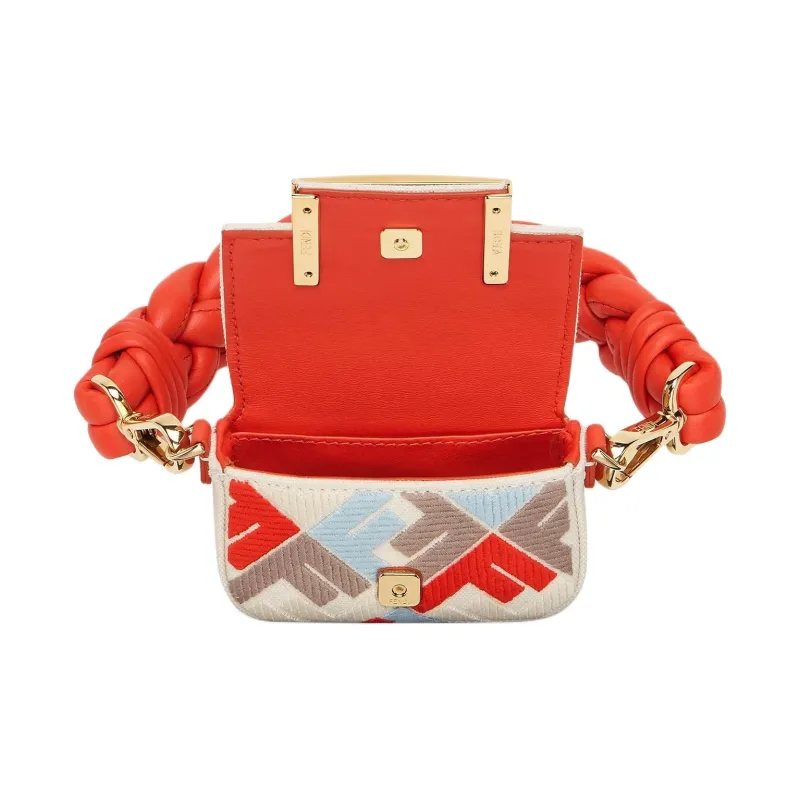 FENDI Baguette Canvas Baguette Bag One Shoulder Handbag Mini Women's Multicolor-3