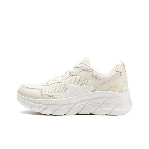 Skechers Cushioning Anti Slip And Wear Resistant Low Top Casual Shoes Women's Beige