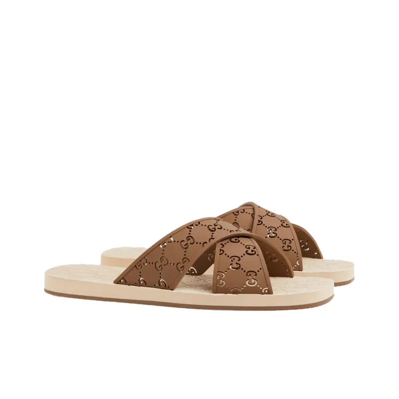 GUCCI GG Slide Slippers Men's Brown-3