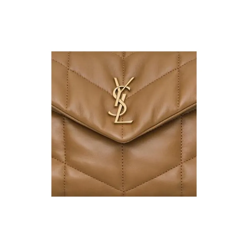 SAINT LAURENT PUFFER Sheepskin Portable Crossbody Bag, Shoulder Bag Women's Dark Cork-5