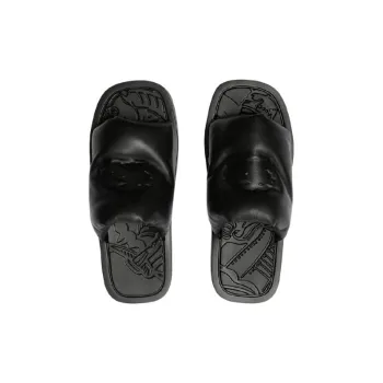 Burberry Equestrian Knight Logo Slab Square Toe, Slippers, Men's, Black