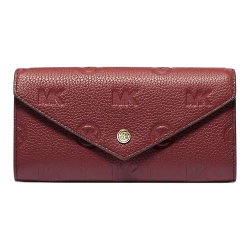 MICHAEL KORS Jet Set Travel Leather Wallet Large Size Women's Cherry Color