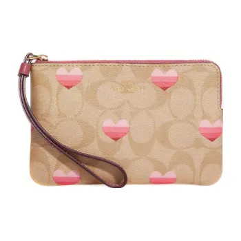 COACH Artificial Leather Clutch Small Size Women's Brown & Pink
