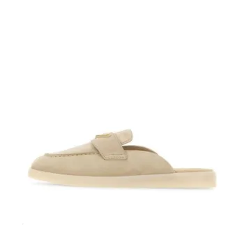 PRADA Fuzzy Closed Toe Slippers Women's Beige