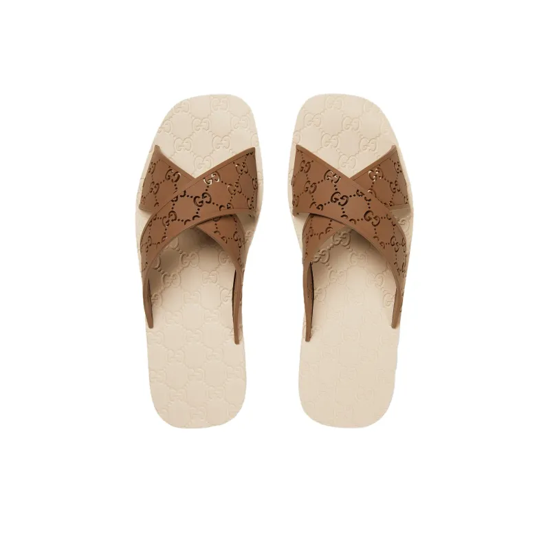 GUCCI GG Slide Slippers Men's Brown-4