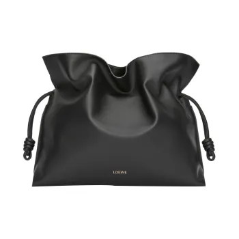 LOEWE Flamenco Napa Calf Leather Portable One Shoulder Clutch Extra Large Women's Black