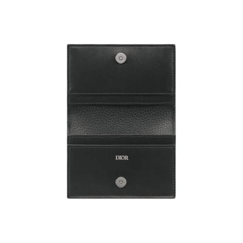 DIOR Grained Calfskin Business Card Holder Men's Black-4