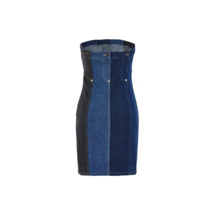 MOSCHINO Jeans Off Shoulder Layered Denim Dress-1