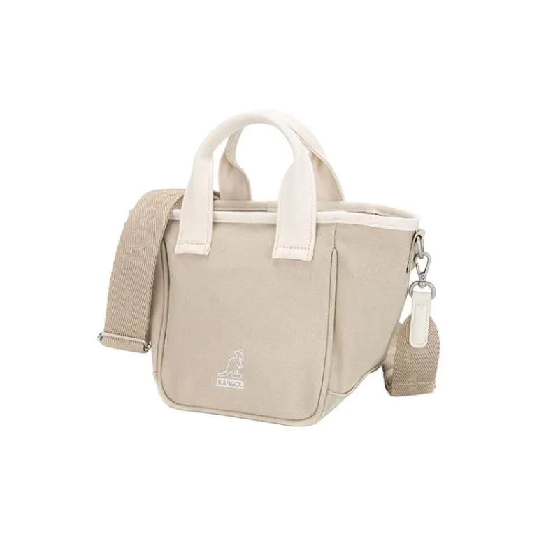 KANGOL Jacquard Canvas Tote Bag Shopping Bag Shoulder Bag Crossbody Bag Handbag Regular Unisex Beige-1