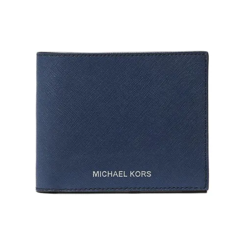 MICHAEL KORS Harrison Saffiano Leather Passport Clip Wallet Men's Marine Blue