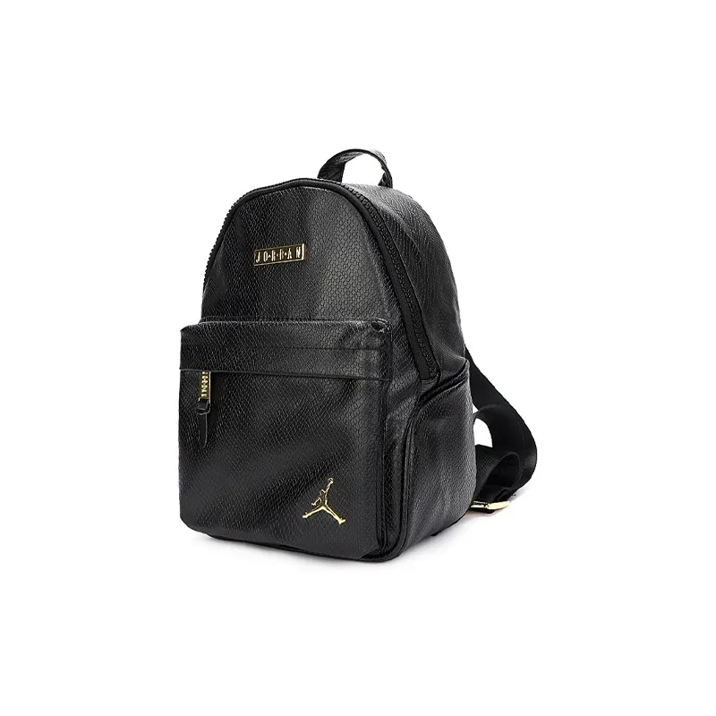 Jordan Leather Backpack Small Size Unisex Pure Black-1