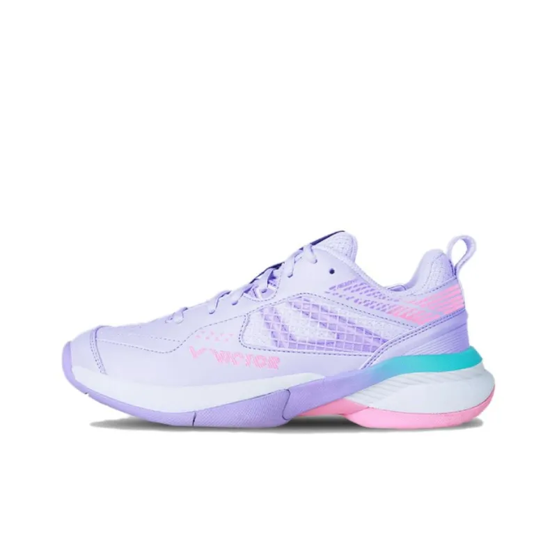 VICTOR Anti Slip Wear Resistant Low Top Badminton Shoes Unisex Purple Pink-0