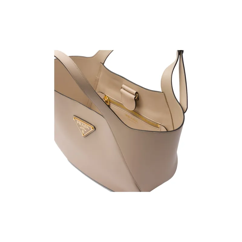 PRADA Leather Tote Bag, Shopping Bag, Handbag Medium Size Women's Travertine-3