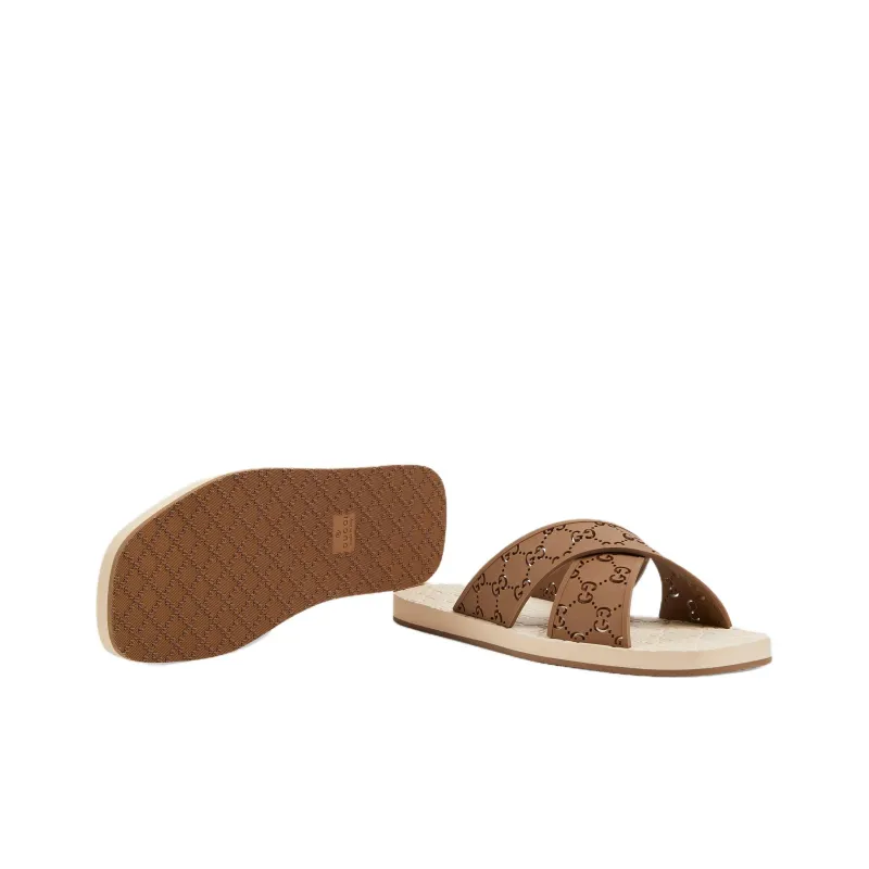 GUCCI GG Slide Slippers Men's Brown-6
